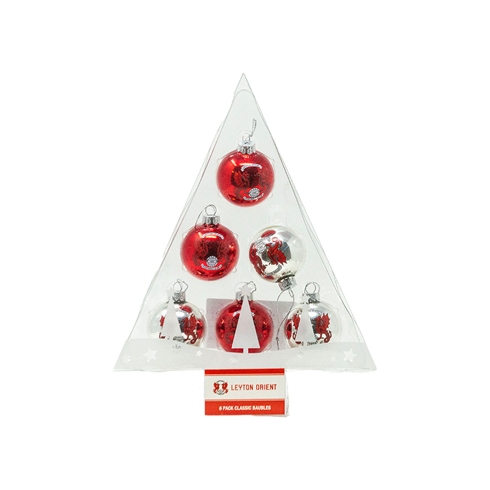 6 Pack Christmas Baubles Leyton Orient Club Shop